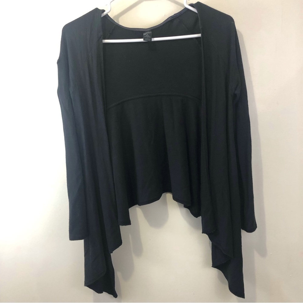 PrAna Open Front Ruffle Cardigan Black Size Small